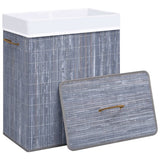 Vidaxl wasmand met 2 vakken 100 l bamboe grijs - afbeelding 3