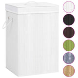 Vidaxl wasmand met 2 vakken 72 l bamboe wit - afbeelding 2