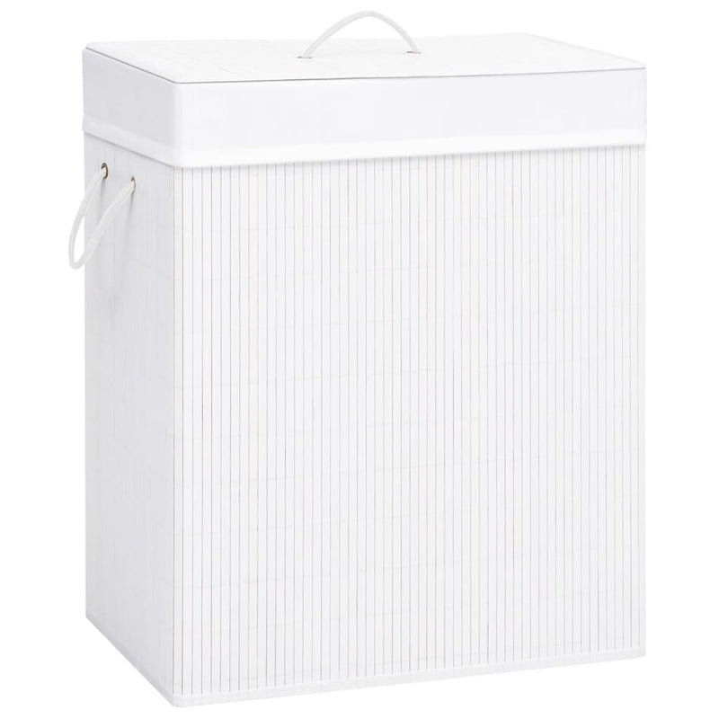Vidaxl wasmand met 1 vak 83 l bamboe wit
