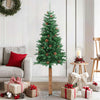 Vidaxl kerstboom met echt hout en dennenappels smal 150 cm pvc groen