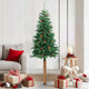 Vidaxl kerstboom met echt hout en dennenappels smal 180 cm pvc groen