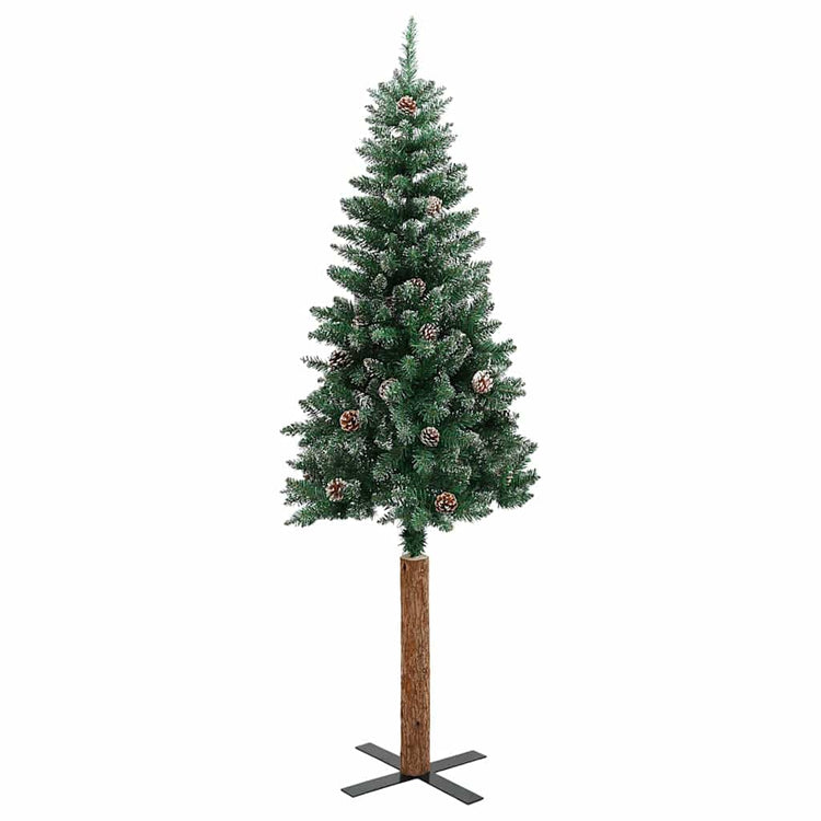 Vidaxl kerstboom met echt hout en sneeuw smal 150 cm groen