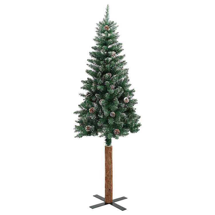 Vidaxl kerstboom met echt hout en sneeuw smal 180 cm groen