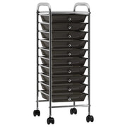 Vidaxl opbergtrolley met 10 lades mobiel kunststof zwart - afbeelding 1