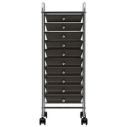 Vidaxl opbergtrolley met 10 lades mobiel kunststof zwart - afbeelding 2