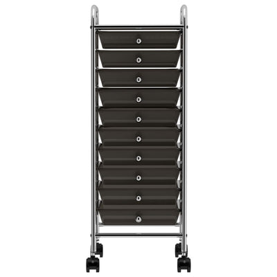 Vidaxl opbergtrolley met 10 lades mobiel kunststof zwart