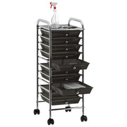 Vidaxl opbergtrolley met 10 lades mobiel kunststof zwart - afbeelding 3