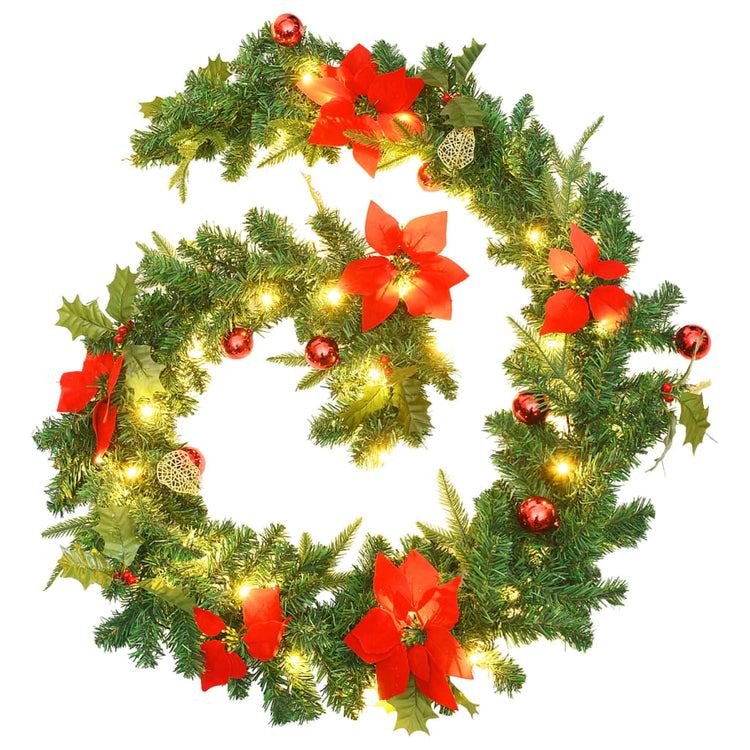 VidaXL Kerstslinger met LED-lampjes 2,7 m PVC groen