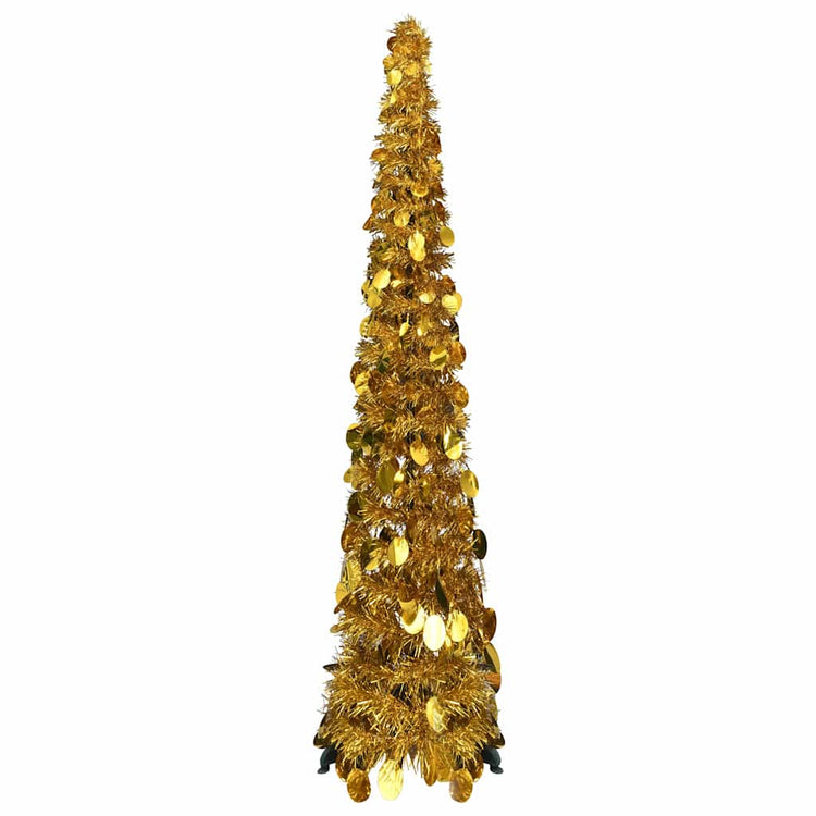 Vidaxl kunstkerstboom pop-up 120 cm pet goudkleurig