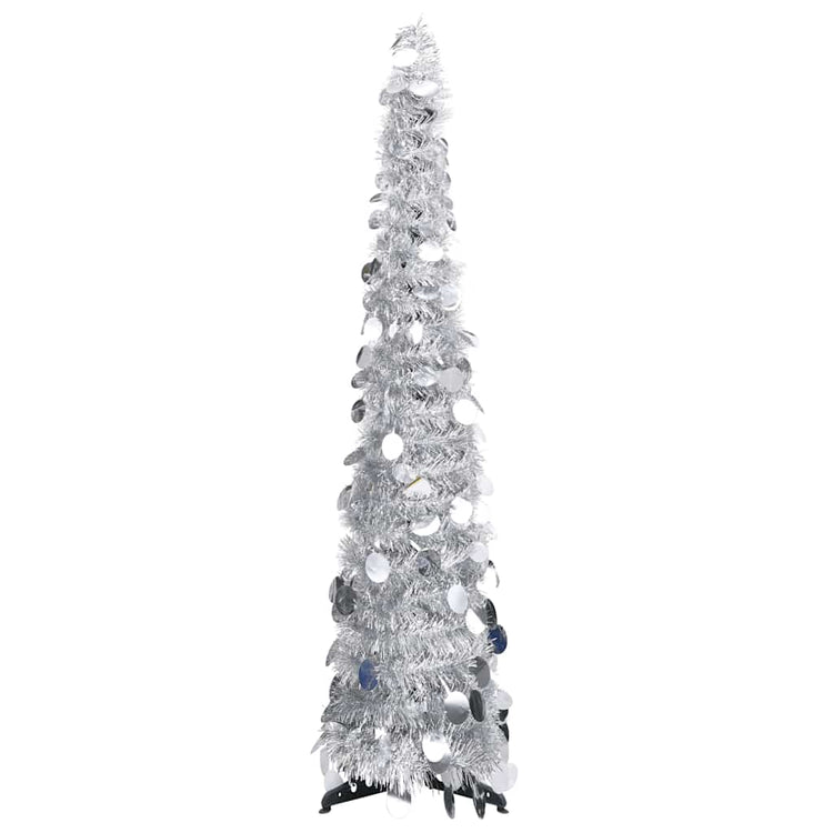 Vidaxl kunstkerstboom pop-up 120 cm pet zilverkleurig