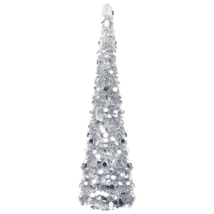 Vidaxl kunstkerstboom pop-up 150 cm pet zilverkleurig
