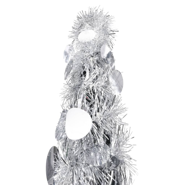 Vidaxl kunstkerstboom pop-up 150 cm pet zilverkleurig