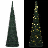 Vidaxl kerstboom with led string lights groen 150 x 150 cm pvc - afbeelding 1