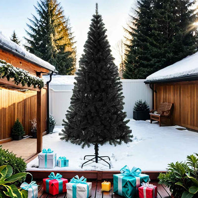 Vidaxl kunstkerstboom met standaard 210 cm pvc zwart