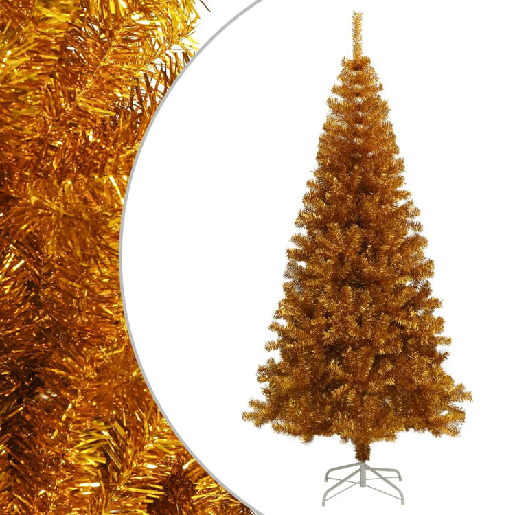VidaXL Kunstkerstboom met standaard 210 cm PET goudkleurig