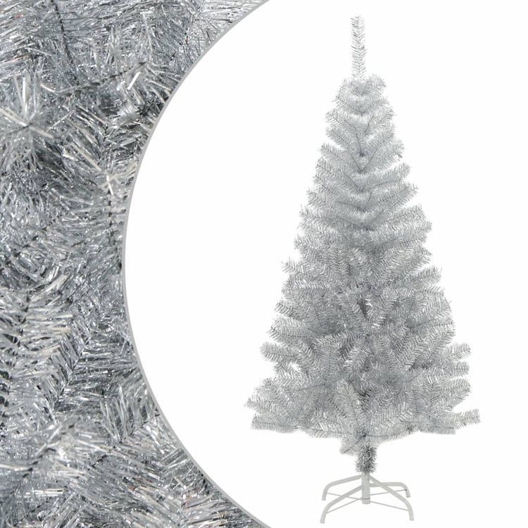 VidaXL Kunstkerstboom met standaard 150 cm PET zilverkleurig