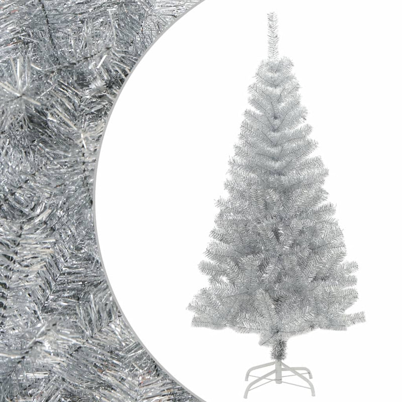 VidaXL Kunstkerstboom met standaard 150 cm PET zilverkleurig