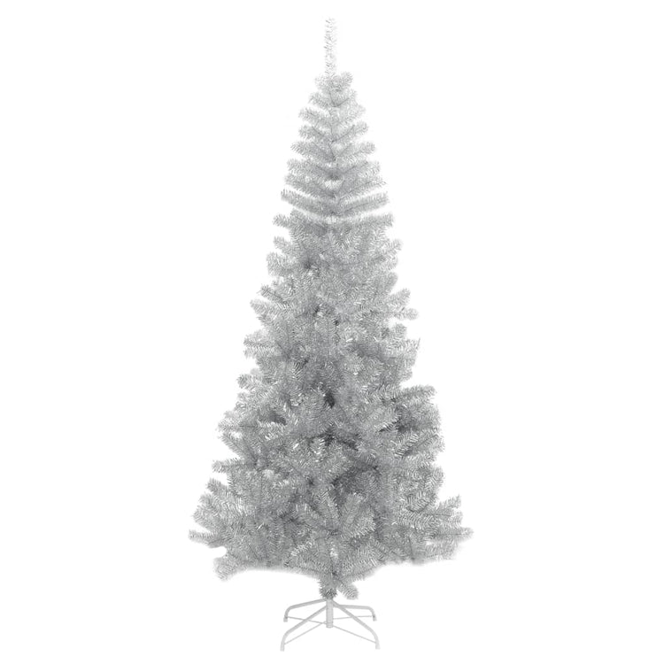 VidaXL Kunstkerstboom met standaard 210 cm PET zilverkleurig