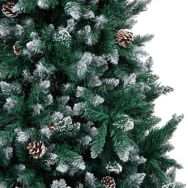 Vidaxl kunstkerstboom met dennenappels en witte sneeuw 210 cm