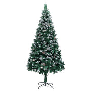 Vidaxl kunstkerstboom met dennenappels en witte sneeuw 240 cm - afbeelding 1