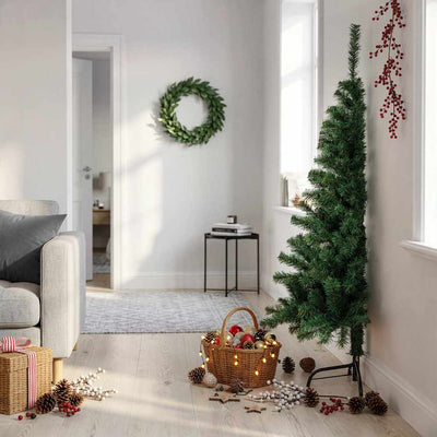 Vidaxl kunstkerstboom met standaard half 150 cm pvc groen