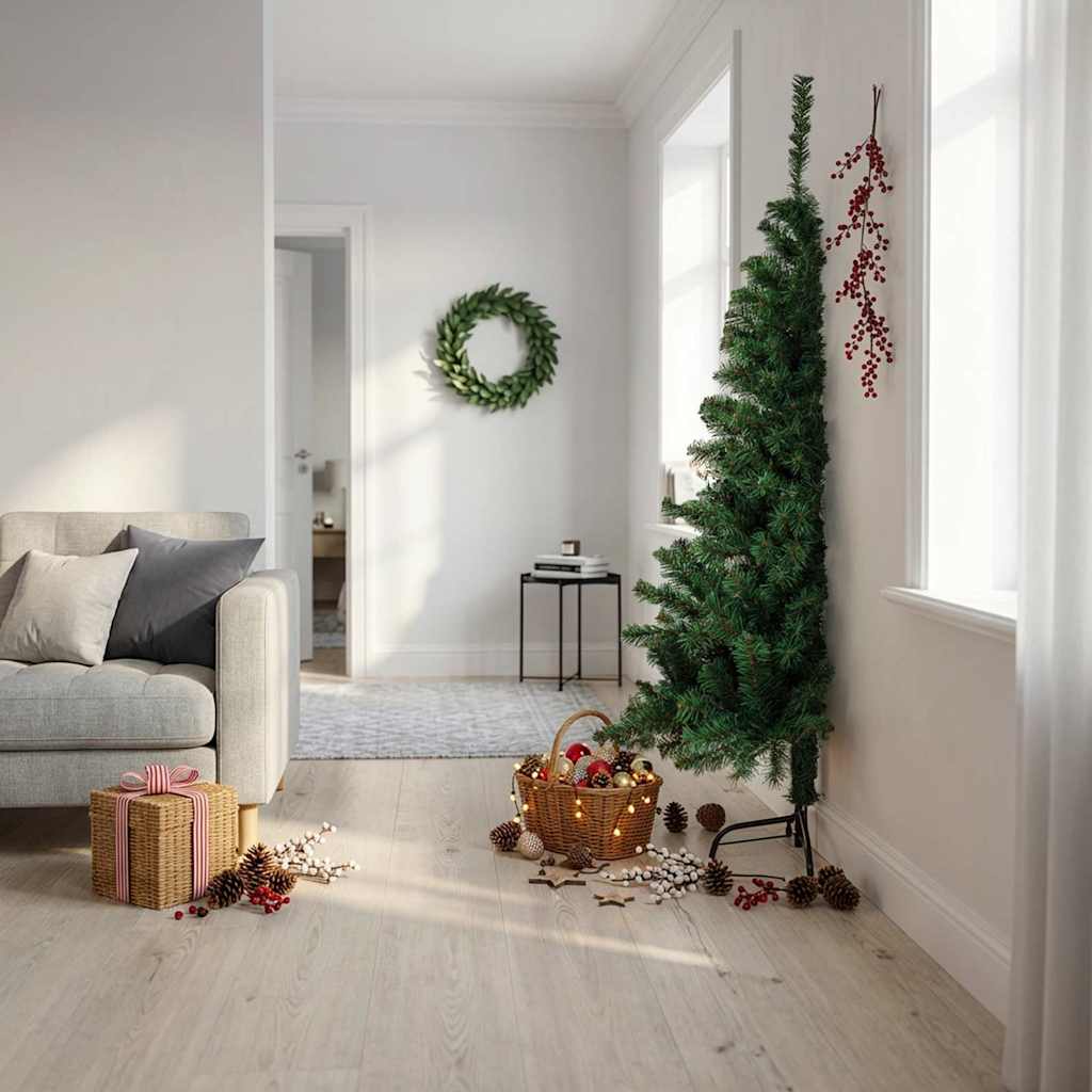 Vidaxl kunstkerstboom met standaard half 180 cm pvc groen