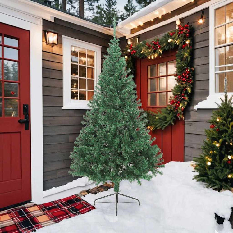Vidaxl kunstkerstboom met standaard half 210 cm pvc groen