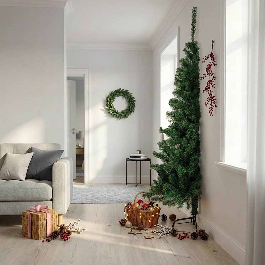 Vidaxl kunstkerstboom met standaard half 210 cm pvc groen