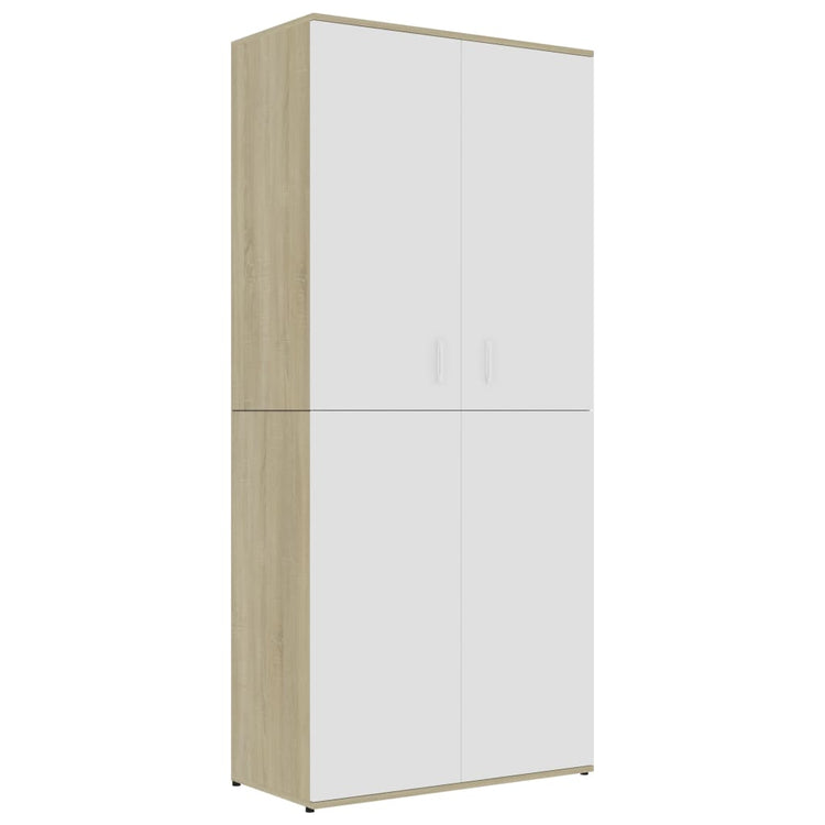 VidaXL Schoenenkast 80x39x178 cm bewerkt hout wit en sonoma eikenkleur