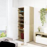 VidaXL Schoenenkast 80x39x178 cm bewerkt hout wit en sonoma eikenkleur - afbeelding 3