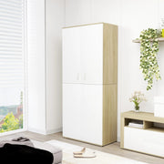 VidaXL Schoenenkast 80x39x178 cm bewerkt hout wit en sonoma eikenkleur - afbeelding 1