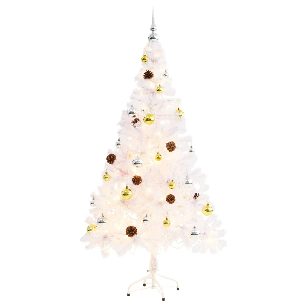 Vidaxl kunstkerstboom met verlichting en kerstballen 150 cm wit