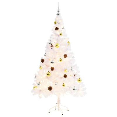 Vidaxl kunstkerstboom met verlichting en kerstballen 150 cm wit
