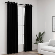 Vidaxl gordijnen linnen-look verduisterend ogen 2 st 140x245 cm zwart - afbeelding 1