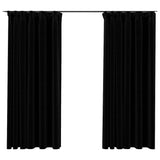 Vidaxl gordijnen linnen-look verduisterend haken 2 st 140x175 cm zwart - afbeelding 2