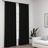 Vidaxl gordijnen linnen verduisterend haken 2 st 140x225 cm antraciet - afbeelding 1
