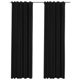 Vidaxl gordijnen linnen verduisterend haken 2 st 140x245 cm antraciet - afbeelding 2