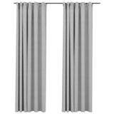 Vidaxl gordijnen linnen-look verduisterend haken 2 st 140x225 cm grijs - afbeelding 2