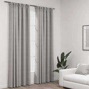 Vidaxl gordijnen linnen-look verduisterend haken 2 st 140x225 cm grijs - afbeelding 1