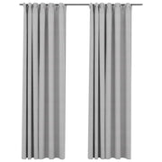 Vidaxl gordijnen linnen-look verduisterend haken 2 st 140x245 cm grijs - afbeelding 2