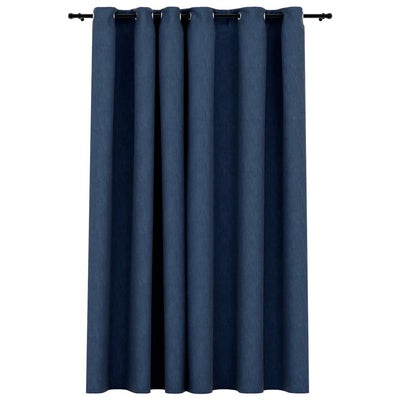 Vidaxl gordijn linnen-look verduisterend met ogen 290x245 cm blauw