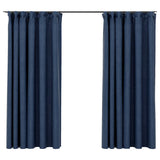 Vidaxl gordijnen linnen-look verduisterend haken 2 st 140x175 cm blauw - afbeelding 2