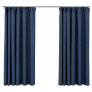 Vidaxl gordijnen linnen-look verduisterend haken 2 st 140x175 cm blauw - afbeelding 2