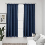 Vidaxl gordijnen linnen-look verduisterend haken 2 st 140x175 cm blauw - afbeelding 1