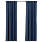 Vidaxl gordijnen linnen-look verduisterend haken 2 st 140x225 cm blauw - afbeelding 2