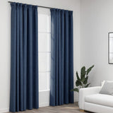 Vidaxl gordijnen linnen-look verduisterend haken 2 st 140x225 cm blauw - afbeelding 1