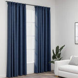 Vidaxl gordijnen linnen-look verduisterend haken 2 st 140x245 cm blauw - afbeelding 1