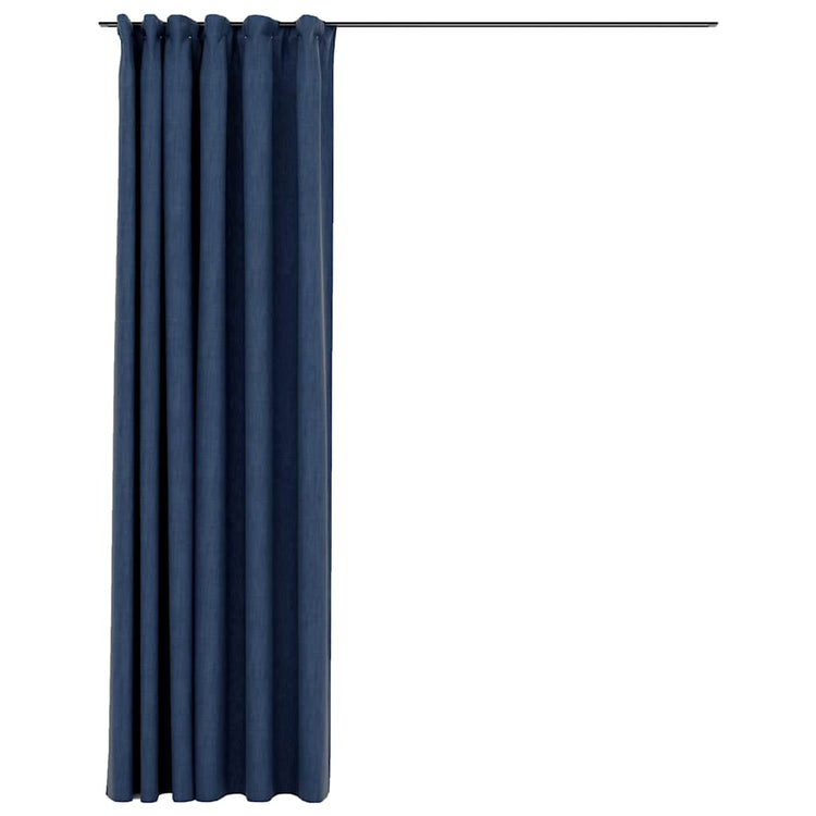 Vidaxl gordijn linnen-look verduisterend met haken 290x245 cm blauw