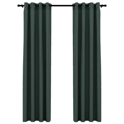 Vidaxl gordijnen linnen-look verduisterend ogen 2 st 140x225 cm groen