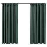 Vidaxl gordijnen linnen-look verduisterend haken 2 st 140x175 cm groen - afbeelding 2